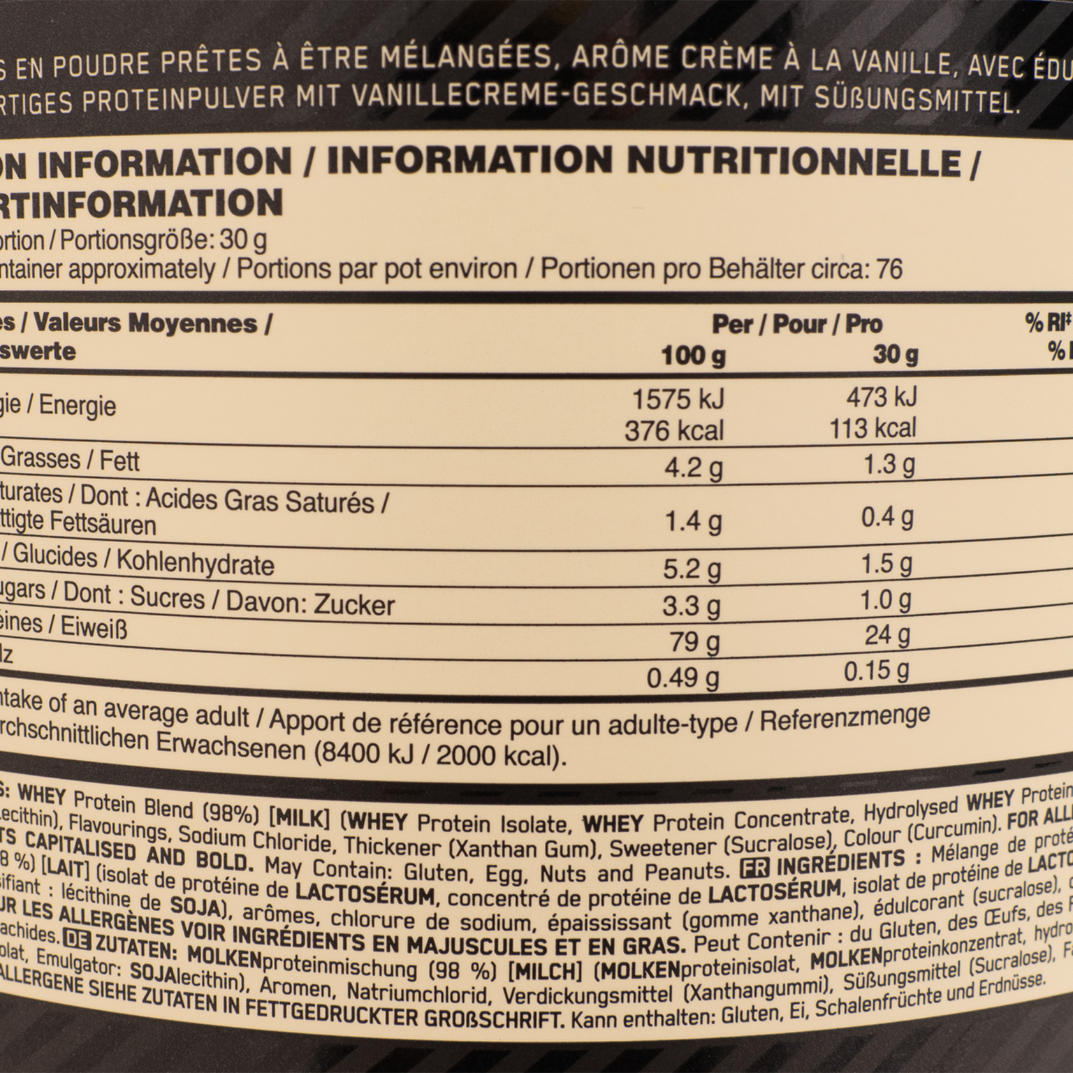 100 % Vassle Gold Standard 2270 g, proteinpulver - full image 4