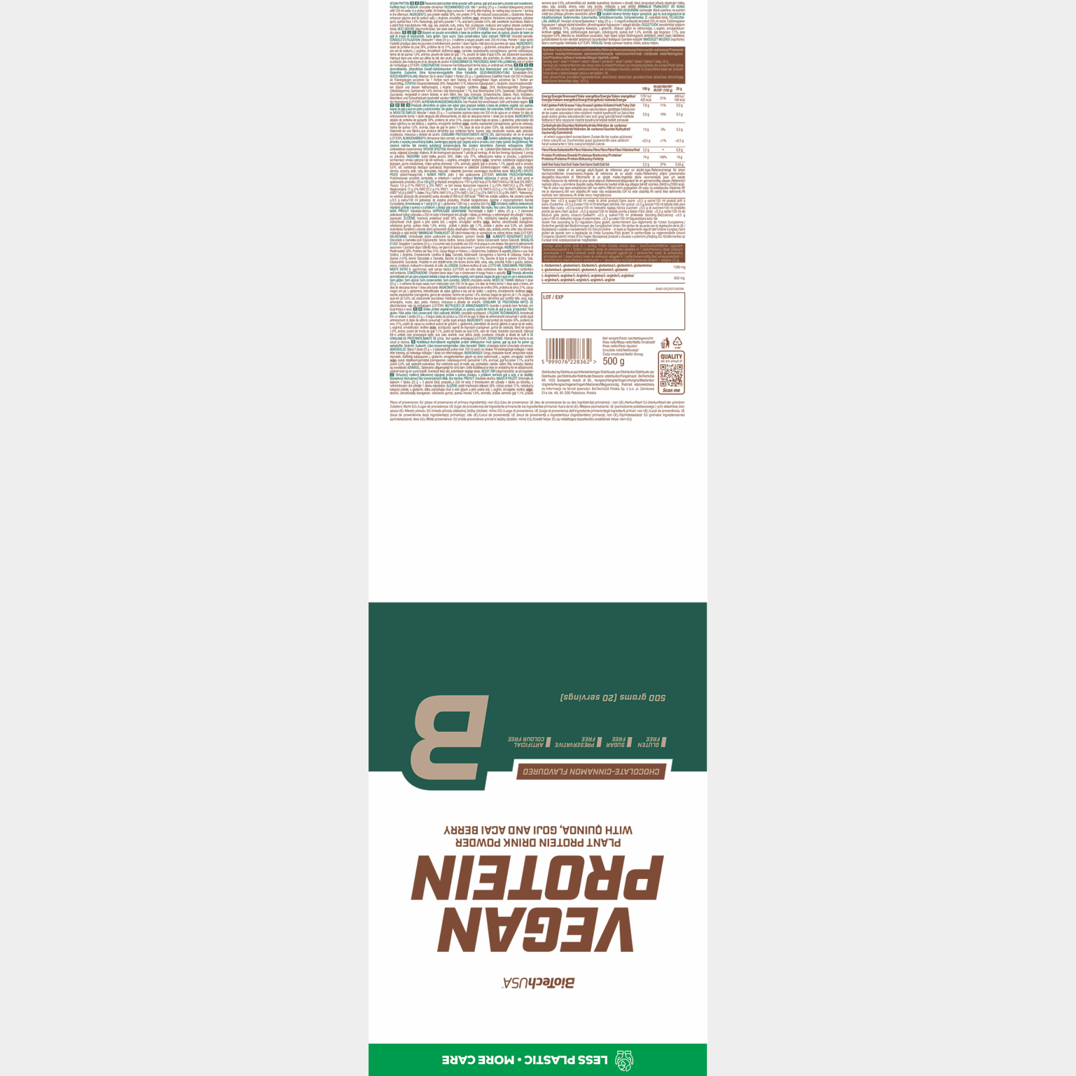 Vegan Protein Chocolate-cinnamon 500g, proteinpulver - full image 3
