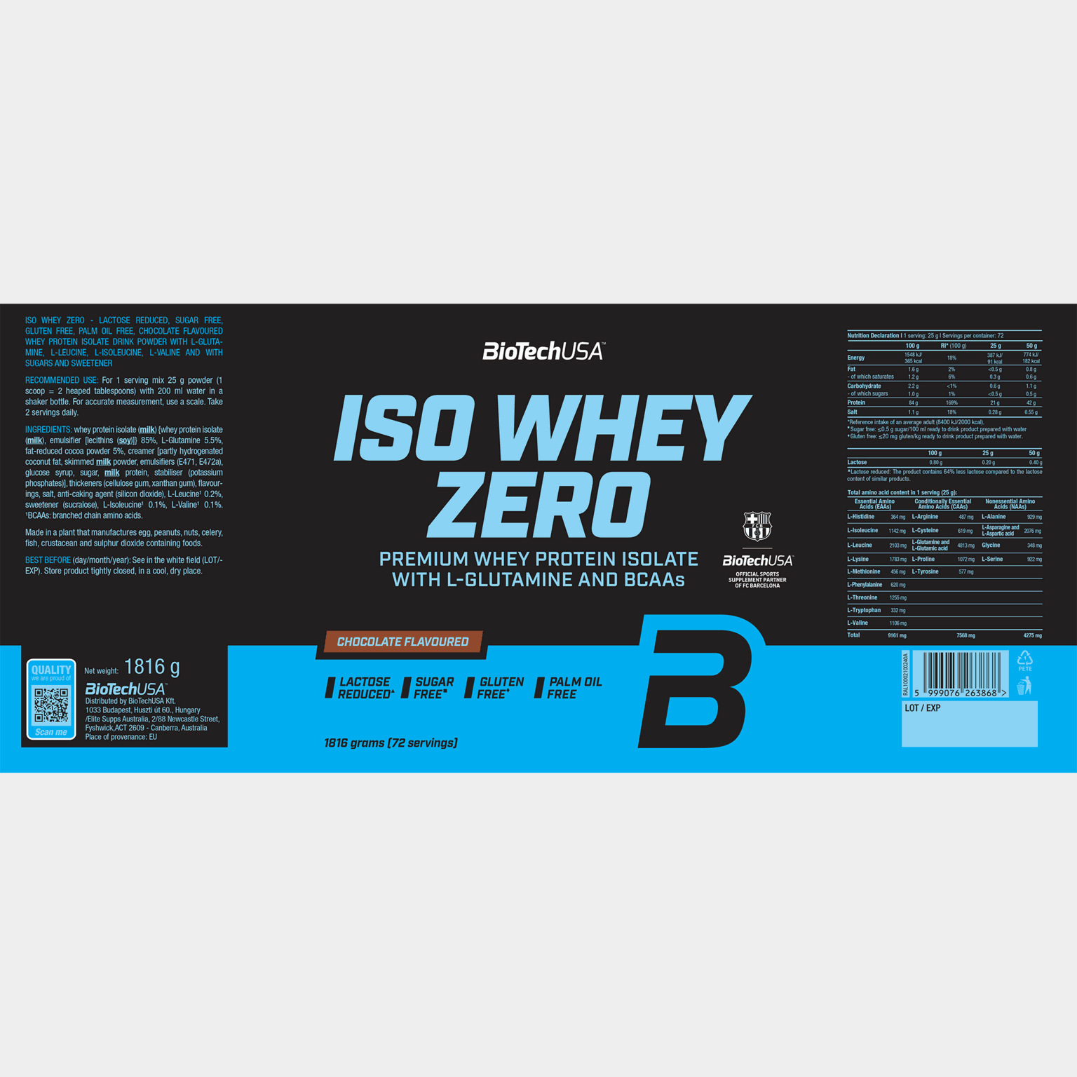 Iso Whey Zero 1816 g Chocolate, proteinpulver - full image 2