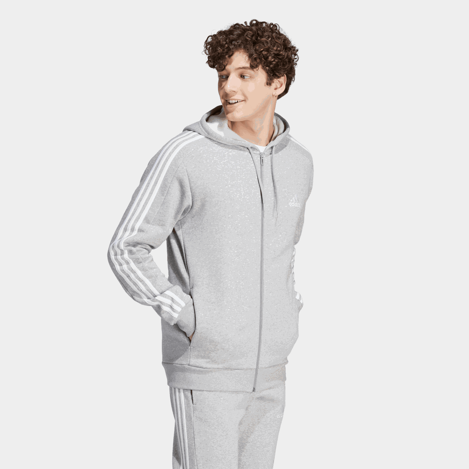 Essential Fleece 3-Stripes Full Zip, hoodie, herr - full image 1