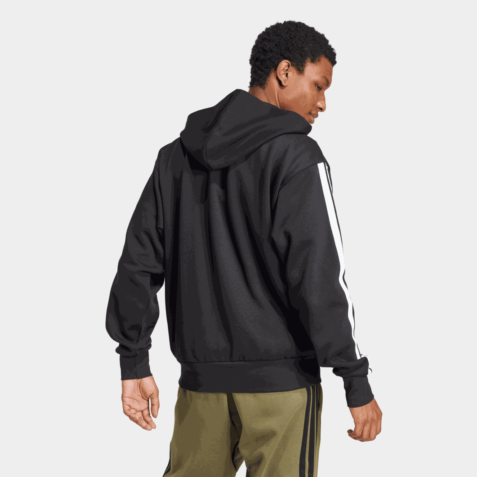 Essential Fleece 3-Stripes Full Zip, hoodie, herr - full image 3