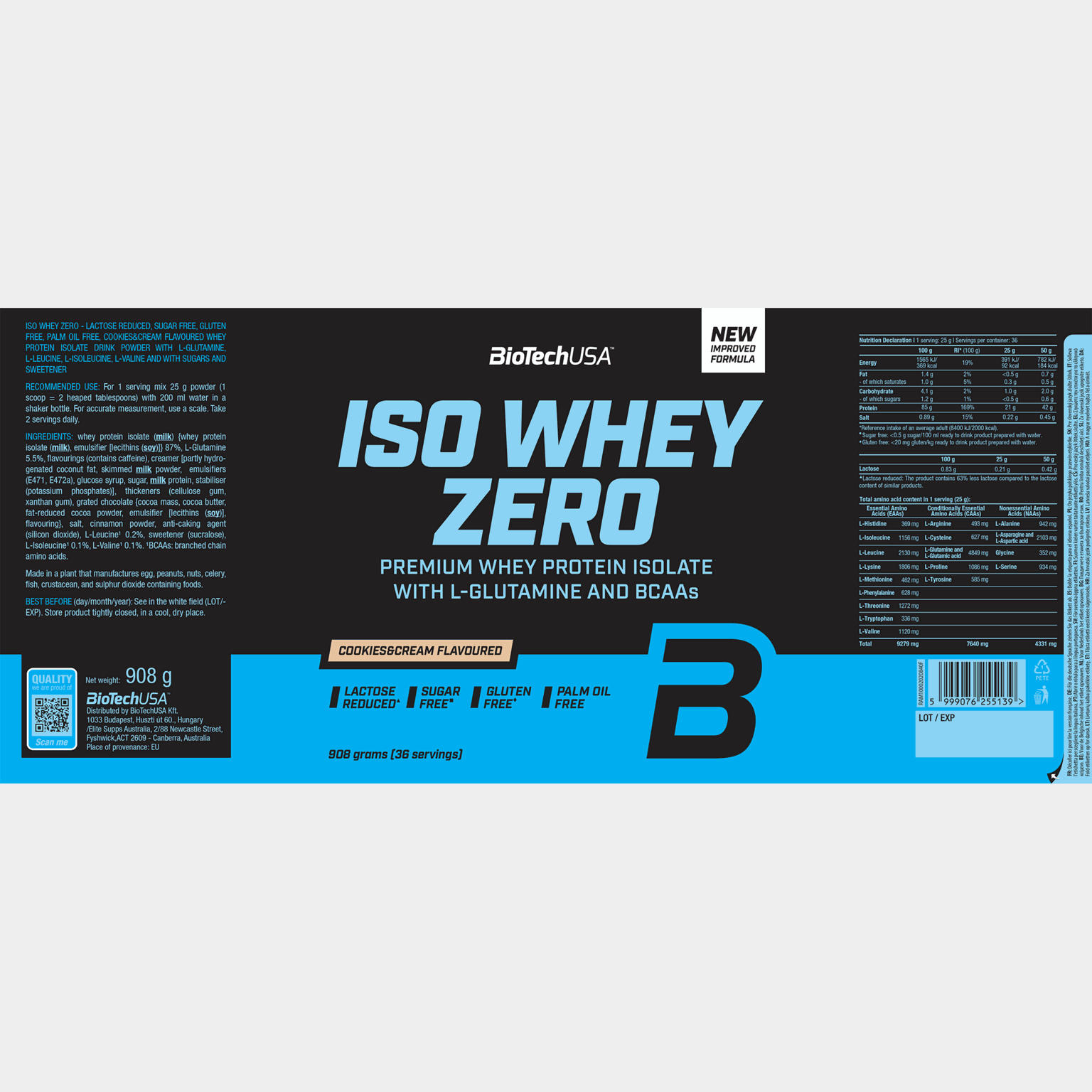 Iso Whey Zero 908g Cookies & Cream, proteinpulver - full image 2