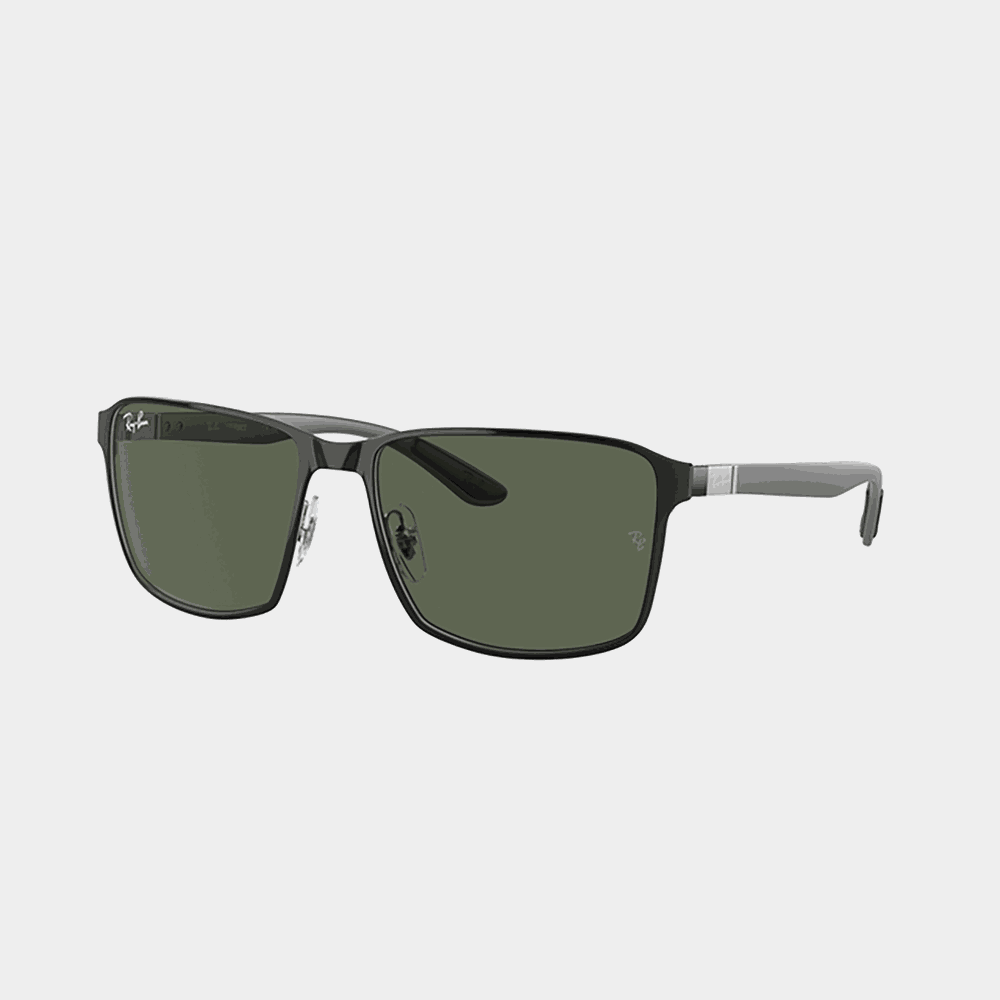 Sunglasses 0RB3721 Black On Silver/Dark Green Lenses, solglasögon - full image 1