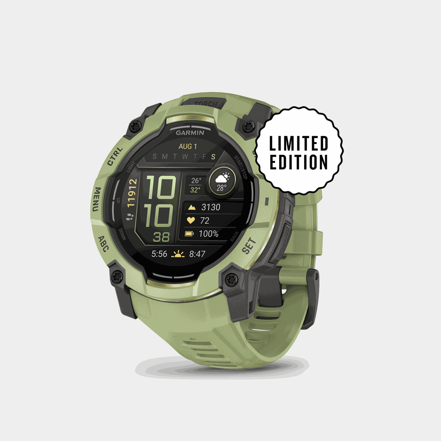 Instinct 3, 50mm, AMOLED, Fern Green with Gray Accents, multisportklocka, smartklocka - full image 1