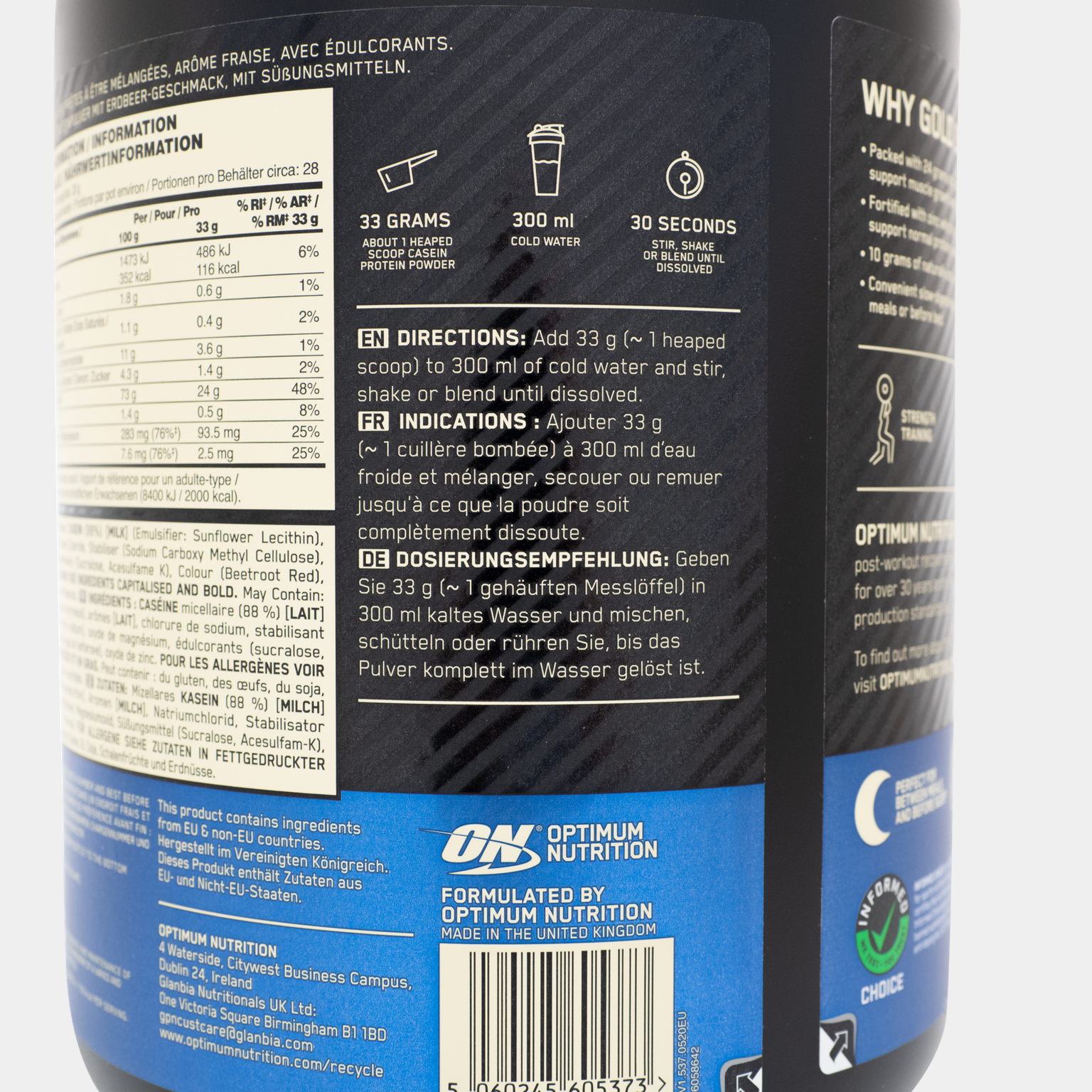 100 % Casein Gold Standard 908 g, proteinpulver - full image 3