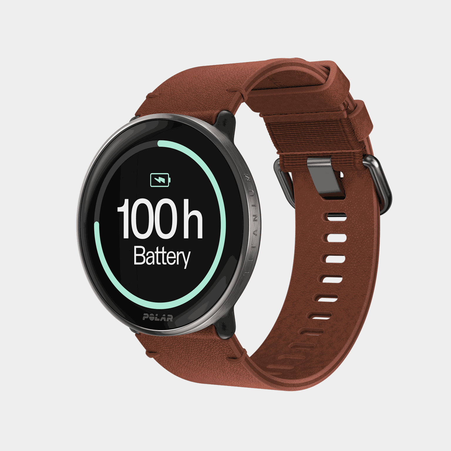 Ignite 3 Titanium/Brown leather strap, smartklocka - full image 2