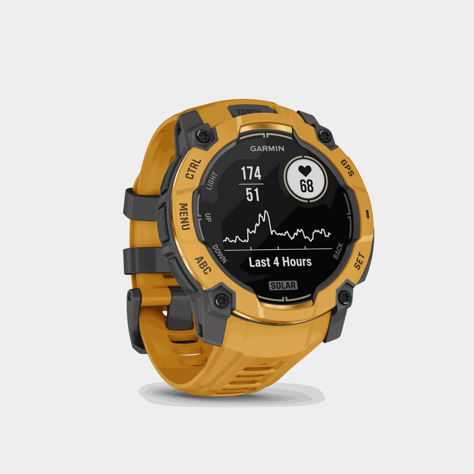 Instinct 3, 50mm, Solar, Sunburst with Gray Accents, multisportklocka, smartklocka - full image 3