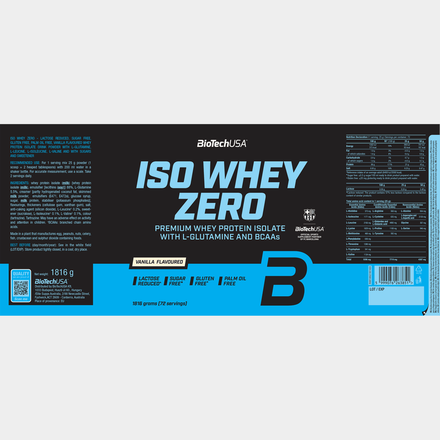 Iso Whey Zero 1816 g Vanilla, proteinpulver - full image 2