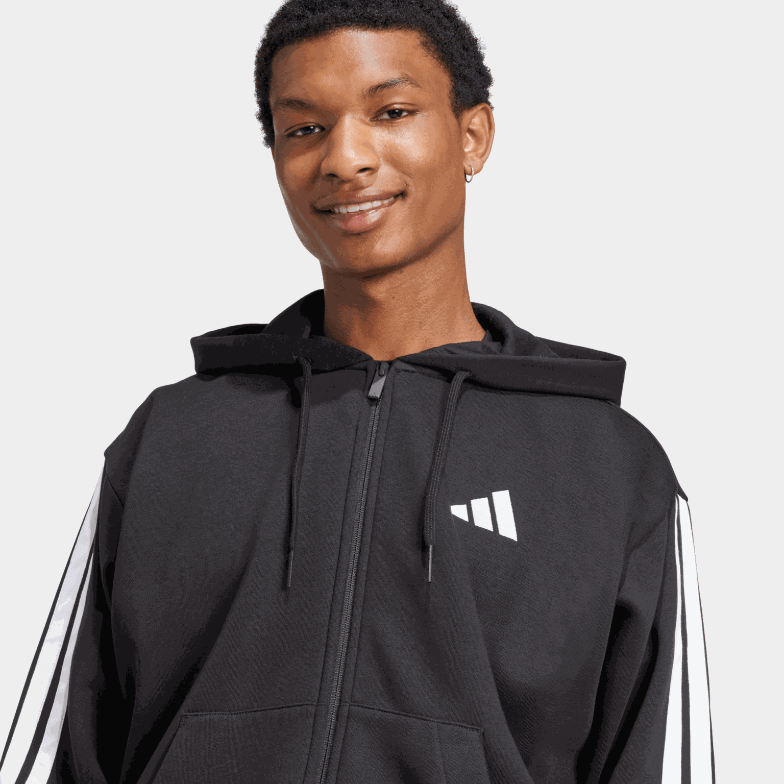 Essential Fleece 3-Stripes Full Zip, hoodie, herr - full image 4