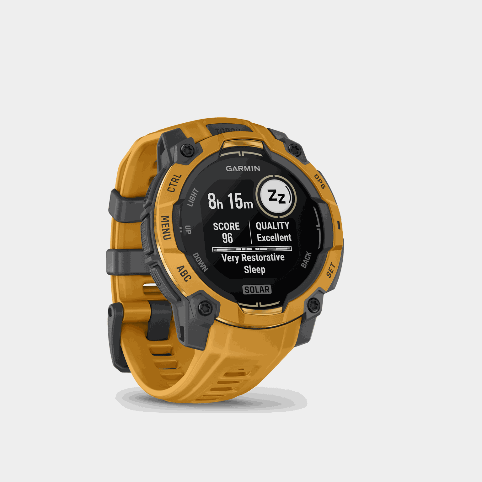 Instinct 3, 45mm, Solar, Sunburst with Gray Accents, multisportklocka, smartklocka - full image 3