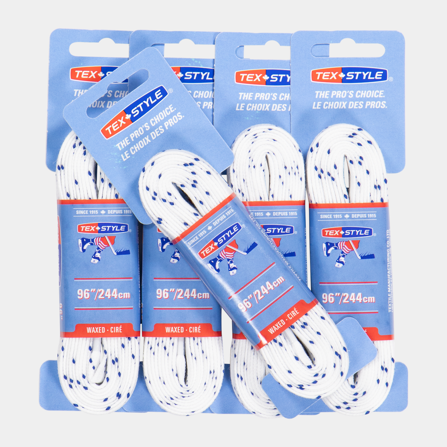 36pack Texstyle waxed Laces 244cm white 24/25, vaxade hockeyskosnören - full image 2