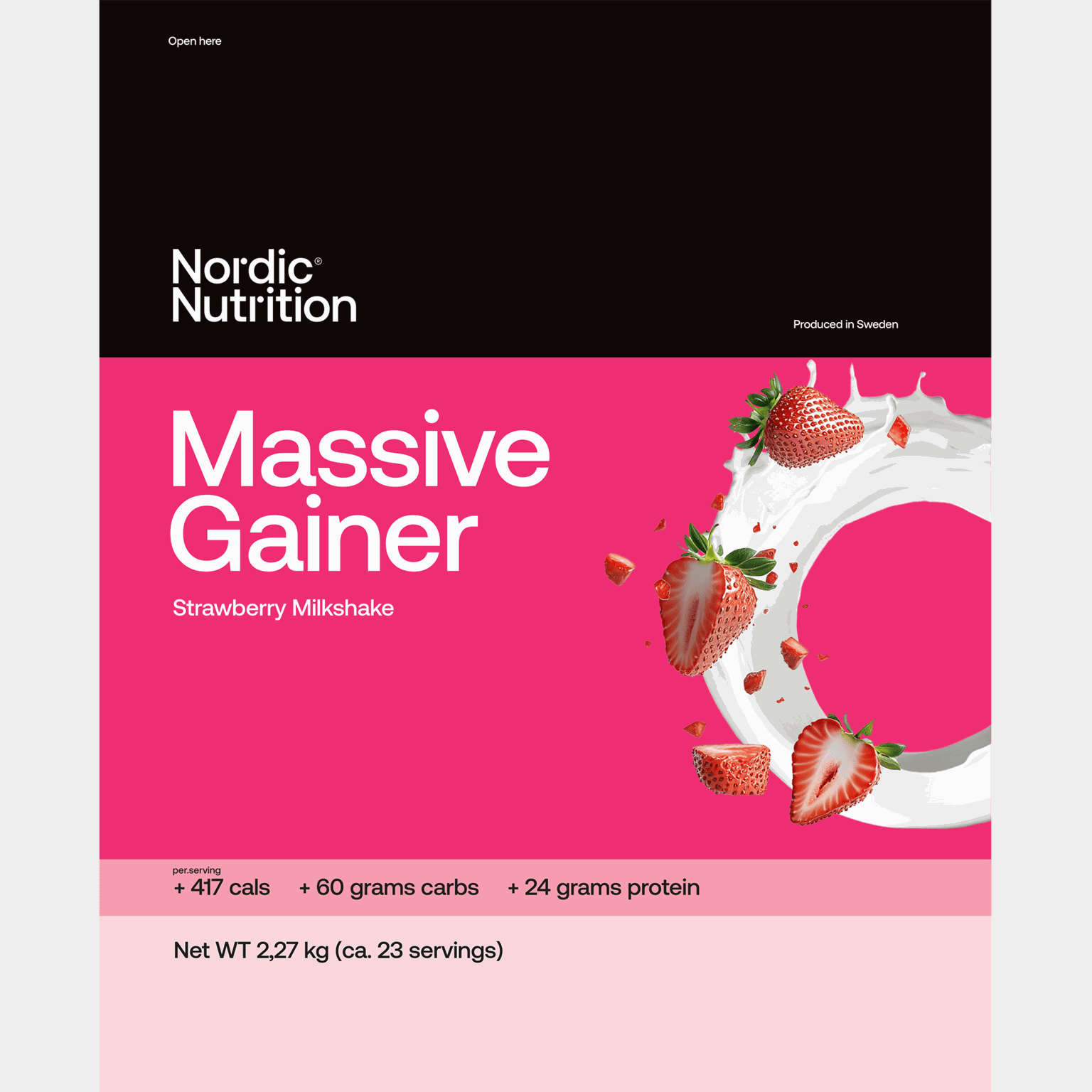 Massive Gainer - Strawberry 2270 g, proteinpulver - full image 1