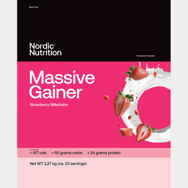 Massive Gainer - Strawberry 2270 g, proteinpulver - Gainer