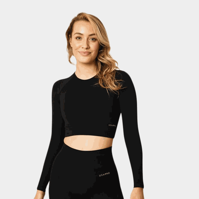 Seamless Long Sleeve Crop, träningströja, dam - Träningströjor