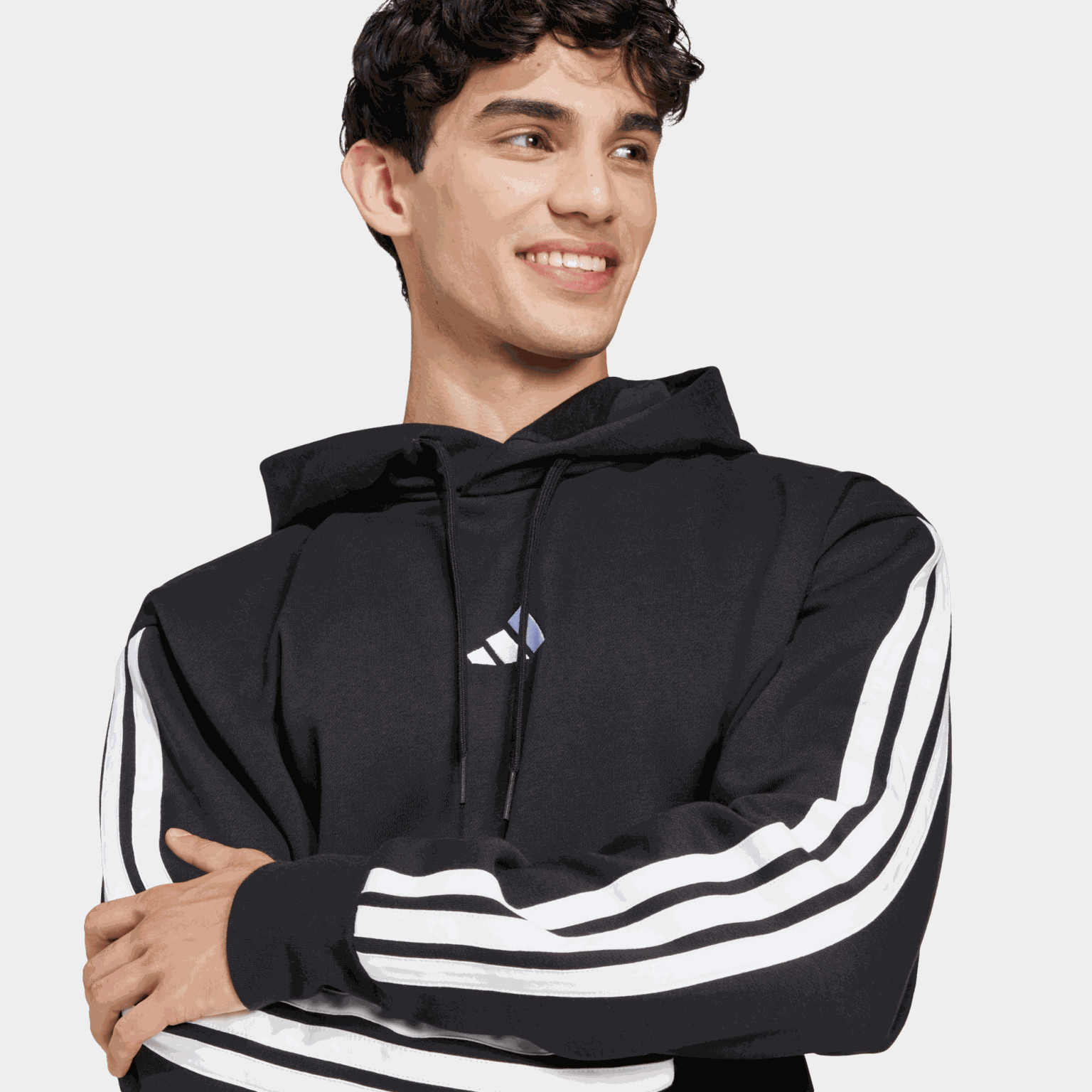 Essentials 3-Stripes Fleece Hoodie, huvtröja, herr - full image 3