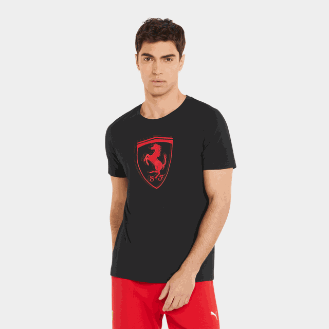 Ferrari Race tonal Big Shield Tee, t-shirt, herr - Fritids-T-Shirt