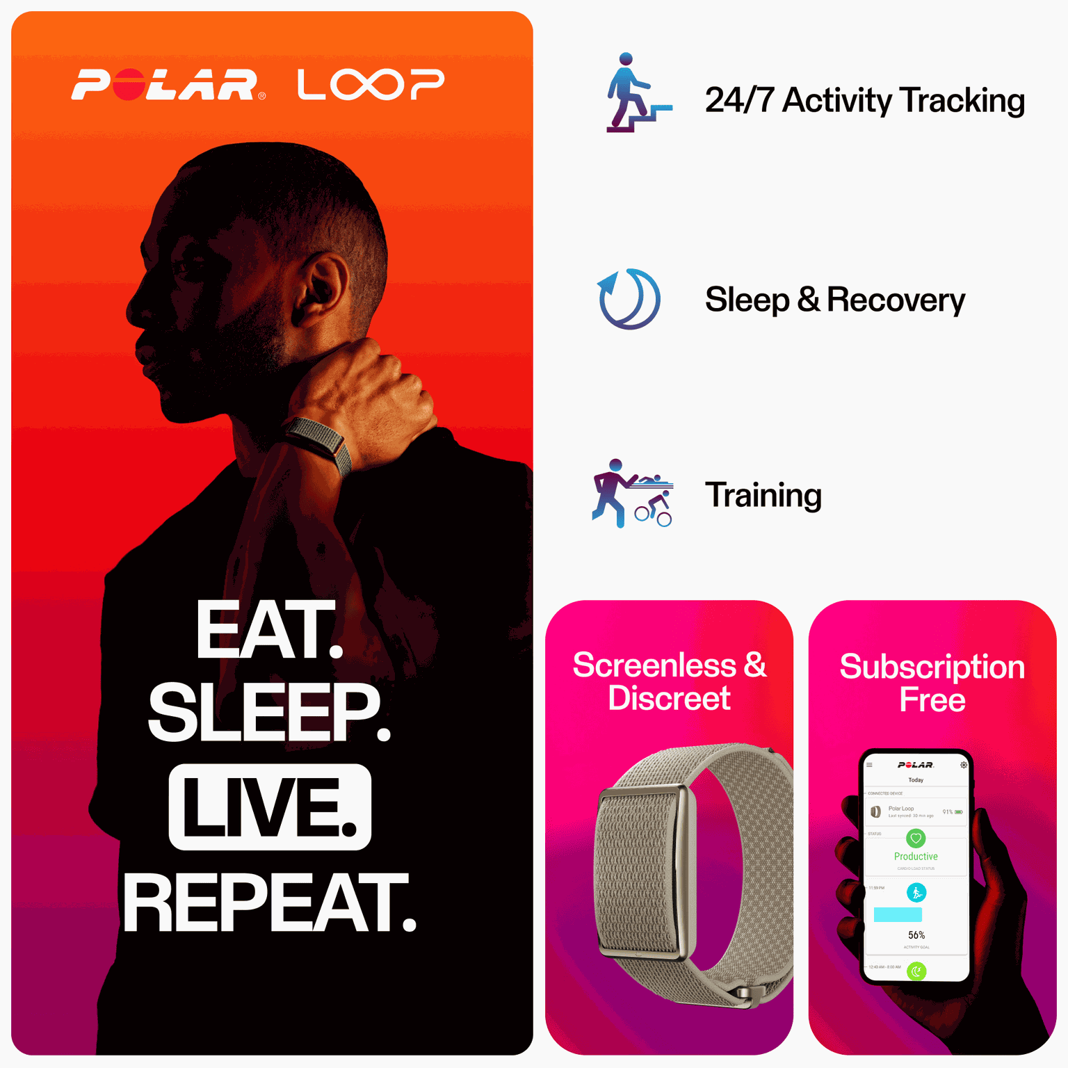 LOOP GLD/SAND S-L, Loop Activity Tracker S-L, aktivitetsmätare, hälsoarmband, unisex - full image 2