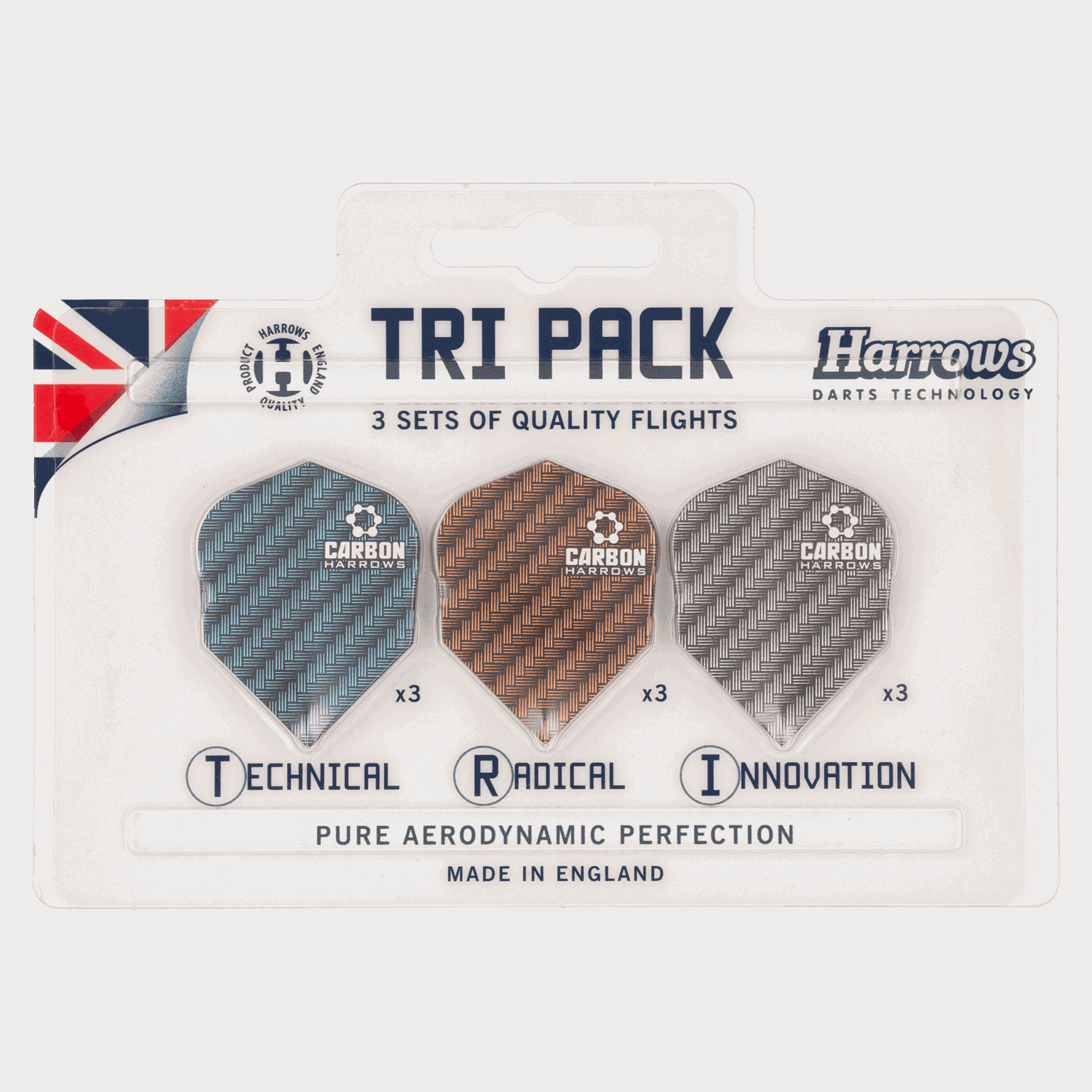 Dart Flights Carbon Tri Pack 9 pcs, tillbehör till dartpilar - full image 1