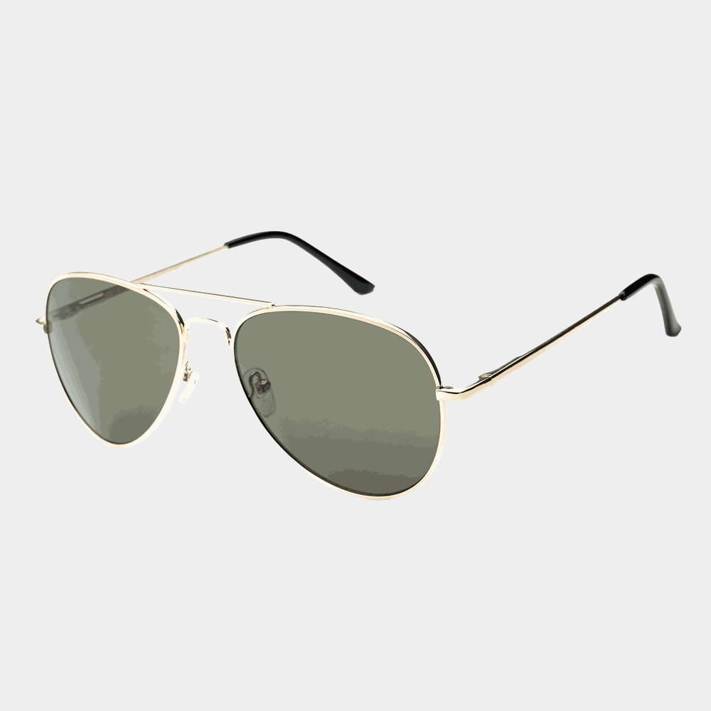 11 Gold Frame With Green Lens, solglasögon, pilotglasögon - full image 1